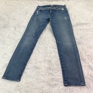 7 For All Mankind Women's roxanne flood low rise slim Jeans embellished pockets